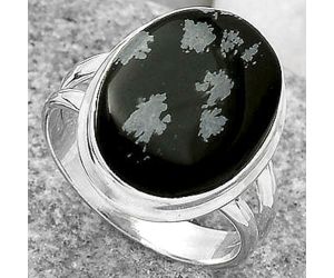 Natural Snow Flake Obsidian Ring size-8 SDR165028 R-1008, 13x18 mm