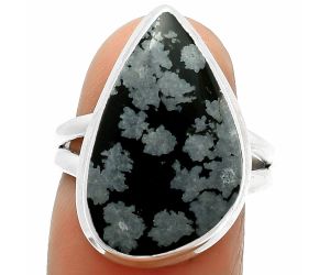 Natural Snow Flake Obsidian Ring size-7.5 SDR165034 R-1008, 13x20 mm