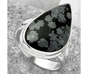 Natural Snow Flake Obsidian Ring size-7.5 SDR165034 R-1008, 13x20 mm