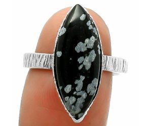 Natural Snow Flake Obsidian Ring size-8 SDR165078 R-1191, 9x21 mm