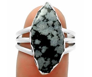 Natural Snow Flake Obsidian Ring size-8 SDR165096 R-1428, 10x22 mm
