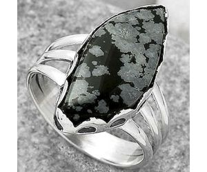 Natural Snow Flake Obsidian Ring size-8 SDR165096 R-1428, 10x22 mm