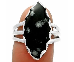 Natural Snow Flake Obsidian Ring size-8 SDR165100 R-1428, 10x22 mm