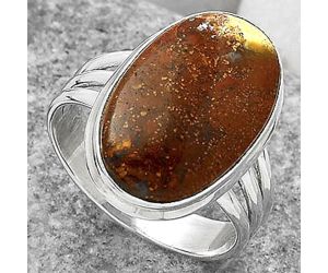Natural Red Moss Agate Ring size-9 SDR165198 R-1008, 12x20 mm