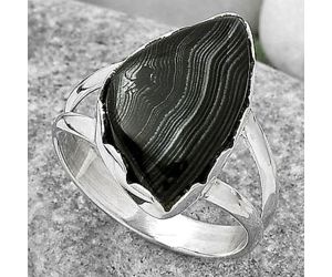 Crown Of Silver Psilomelane - Black Malachite Ring size-9 SDR165300 R-1338, 12x20 mm