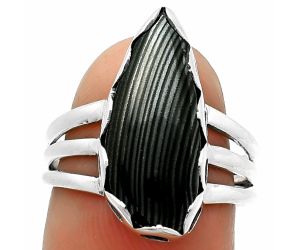 Crown Of Silver Psilomelane - Black Malachite Ring size-7 SDR165330 R-1428, 8x19 mm