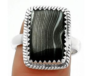 Crown Of Silver Psilomelane - Black Malachite Ring size-8.5 SDR165375 R-1474, 10x16 mm