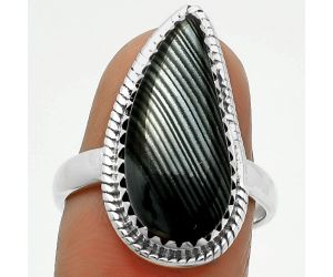 Crown Of Silver Psilomelane - Black Malachite Ring size-7 SDR165388 R-1474, 9x20 mm