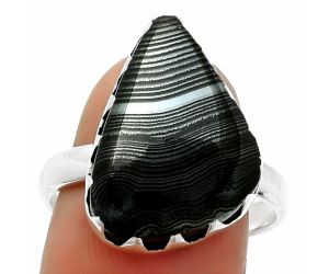 Crown Of Silver Psilomelane - Black Malachite Ring size-9 SDR165469 R-1210, 13x19 mm