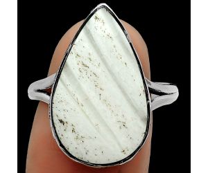 Natural White Scolecite Ring size-9.5 SDR165510 R-1191, 13x21 mm