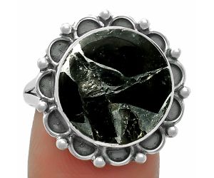 Natural Obsidian And Zinc Ring size-8.5 SDR165530 R-1092, 15x15 mm