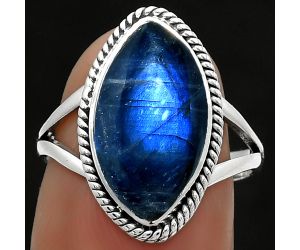 Blue Fire Labradorite - Madagascar Ring size-7.5 SDR165717 R-1010, 9x17 mm