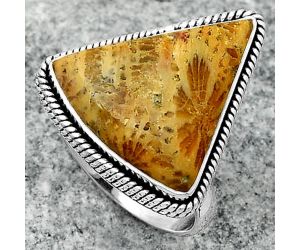 Natural Flower Fossil Coral Ring size-8 SDR165737 R-1009, 18x19 mm