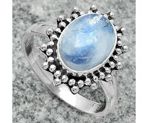 Natural Rainbow Moonstone - India Ring size-8.5 SDR165928 R-1095, 8x11 mm