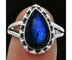 Blue Fire Labradorite - Madagascar Ring size-7.5 SDR166023 R-1096, 8x13 mm