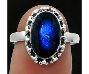 Blue Fire Labradorite - Madagascar Ring size-7.5 SDR166028 R-1096, 8x12 mm