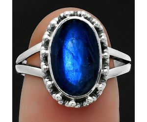 Blue Fire Labradorite - Madagascar Ring size-7.5 SDR166030 R-1096, 8x13 mm