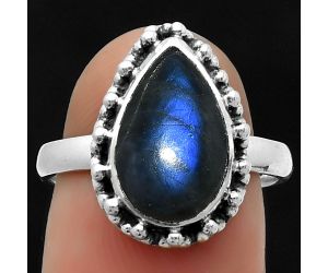Blue Fire Labradorite - Madagascar Ring size-7.5 SDR166078 R-1096, 9x13 mm
