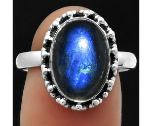 Blue Fire Labradorite - Madagascar Ring size-8.5 SDR166085 R-1096, 9x13 mm