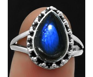 Blue Fire Labradorite - Madagascar Ring size-7 SDR166088 R-1096, 8x13 mm