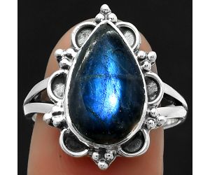 Blue Fire Labradorite - Madagascar Ring size-8.5 SDR166124 R-1092, 10x15 mm