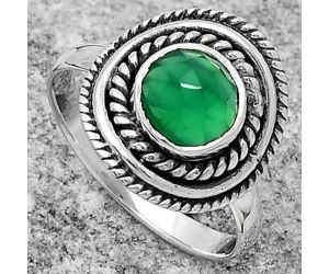 Faceted Natural Green Onyx Ring size-8 SDR166191 R-1097, 8x8 mm