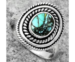 Lucky Charm Tibetan Turquoise Ring size-7.5 SDR166200 R-1097, 7x9 mm