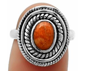 Natural Red Sponge Coral Ring size-7 SDR166206 R-1097, 6x8 mm