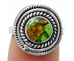 Natural Green Matrix Turquoise Ring size-7 SDR166207 R-1097, 8x8 mm