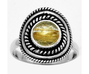 Natural Golden Rutile Ring size-8 SDR166213 R-1097, 8x8 mm