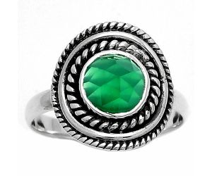 Faceted Natural Green Onyx Ring size-8.5 SDR166222 R-1097, 8x8 mm