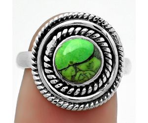 Natural Green Matrix Turquoise Ring size-7.5 SDR166226 R-1097, 7x7 mm