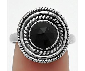 Faceted Natural Black Onyx - Brazil Ring size-8 SDR166228 R-1097, 8x8 mm