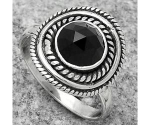 Faceted Natural Black Onyx - Brazil Ring size-8 SDR166228 R-1097, 8x8 mm