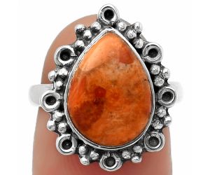 Natural Red Sponge Coral Ring size-7 SDR166624 R-1100, 10x14 mm