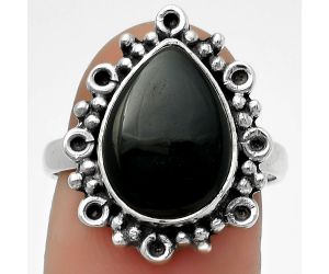 Natural Black Onyx - Brazil Ring size-7.5 SDR166631 R-1100, 10x14 mm