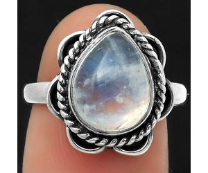 Natural Rainbow Moonstone - India Ring size-7.5 SDR166649 R-1101, 9x12 mm