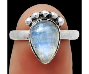 Natural Rainbow Moonstone - India Ring size-7 SDR166774 R-1222, 7x11 mm