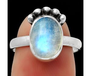 Natural Rainbow Moonstone - India Ring size-7 SDR166781 R-1222, 8x11 mm