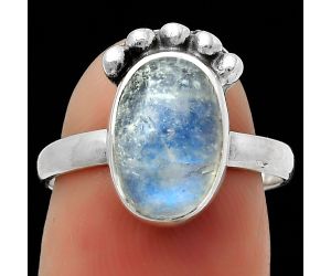 Natural Rainbow Moonstone - India Ring size-7 SDR166784 R-1222, 8x12 mm