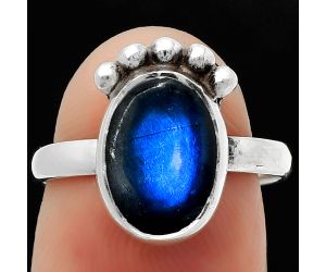 Blue Fire Labradorite - Madagascar Ring size-7 SDR166791 R-1222, 8x11 mm