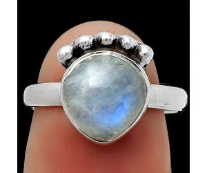 Natural Rainbow Moonstone - India Ring size-7 SDR166814 R-1222, 9x9 mm