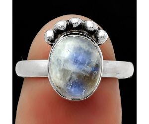 Natural Rainbow Moonstone - India Ring size-7 SDR166819 R-1222, 8x10 mm