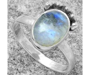Natural Rainbow Moonstone - India Ring size-7 SDR166822 R-1222, 7x10 mm
