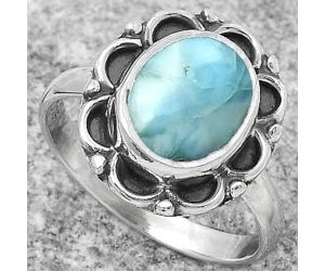 Natural Larimar (Dominican Republic) Ring size-8 SDR166875 R-1092, 9x11 mm
