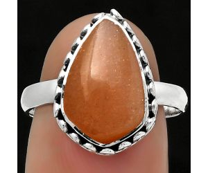 Natural Sunstone - Namibia Ring size-8.5 SDR166928 R-1196, 9x15 mm