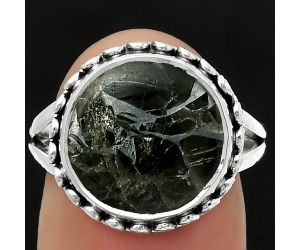 Natural Obsidian And Zinc Ring size-7.5 SDR166937 R-1196, 13x13 mm