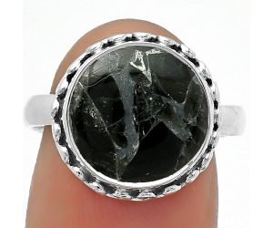 Natural Obsidian And Zinc Ring size-8 SDR166951 R-1196, 12x12 mm