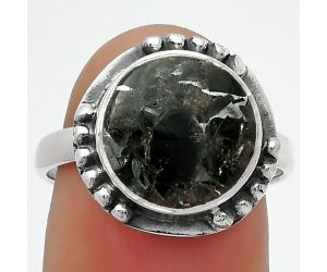 Natural Obsidian And Zinc Ring size-7.5 SDR167074 R-1102, 11x11 mm