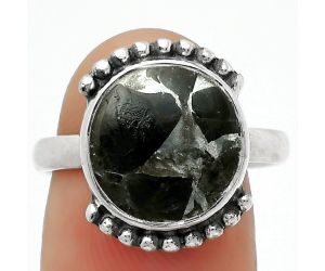 Natural Obsidian And Zinc Ring size-8.5 SDR167156 R-1102, 12x12 mm